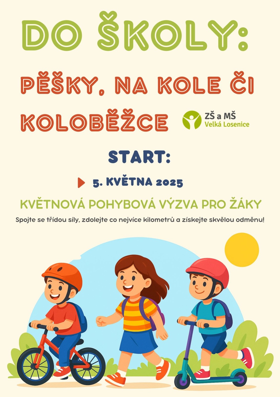 Do školy na kole, pěšky, koloběžce